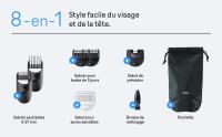 Braun Series 3 Cortapelos todo en uno, Kit 8 en 1 y Kit 10 en 1, Modelos AIO3540 y AIO3560, Cuchilla ultrafina, 14 longitudes, corte preciso para cara y cabello, 50 minutos de autonomía, color gris - details 2