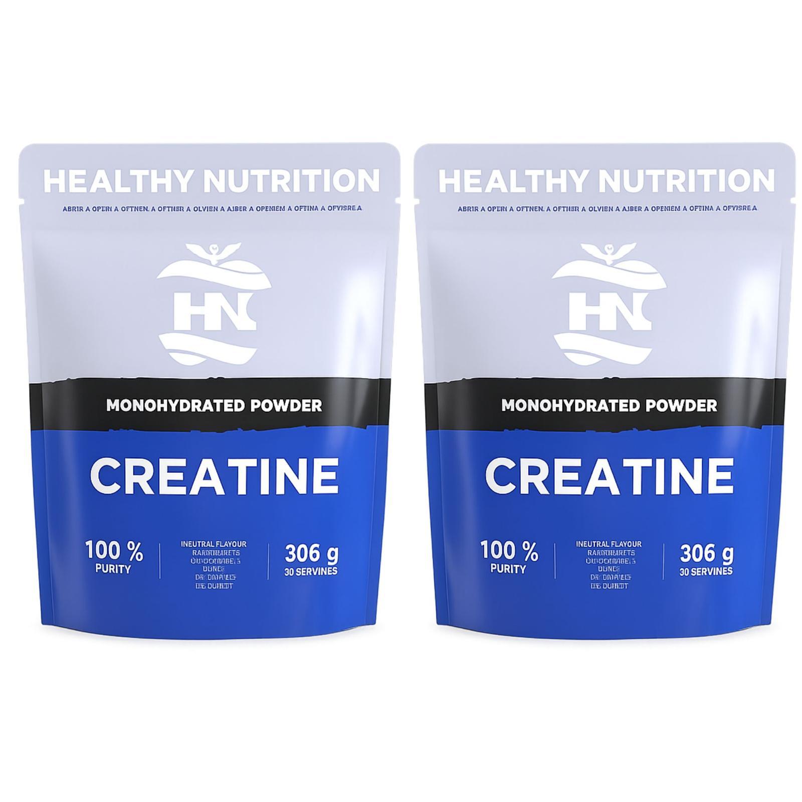 Creatina Monohidrato en Polvo (180 Dosis) - Creatina Pura sin Sabor - Suplemento Deportivo para Masa Muscular - Sin Aditivos ni Alérgenos (Pack de 2)