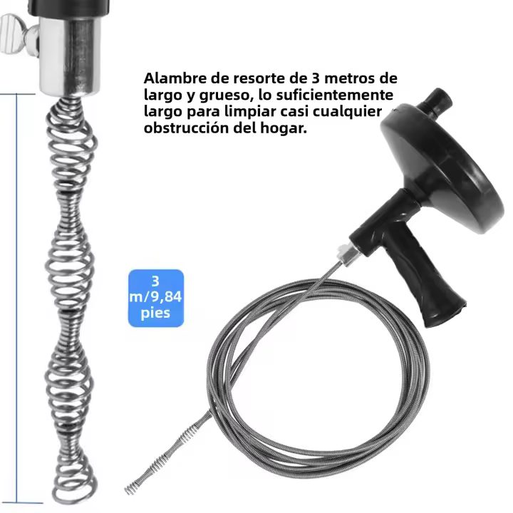 Herramienta De Desatascado De Tubería 3/7M Escobilla De Riego Para Baño Y Cocina Limpieza De Saneamiento Del Alcantarillado Desbloqueador De Esguinces Y Canales - 1