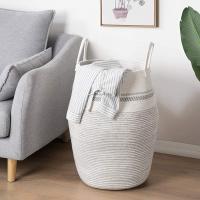 Basto de ropa Grande Basto de ropa a mano Basto de Cuerda de Algodón plegable con ASAS para guardar Ropa, juegos, mantas Gris - details 1
