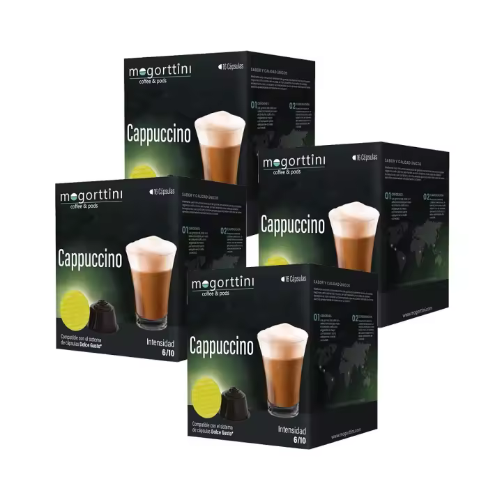 Cappuccino Mogorttini 4 cajas de 16 cápsulas compatibles Dolce Gusto 8436583660744 - 1