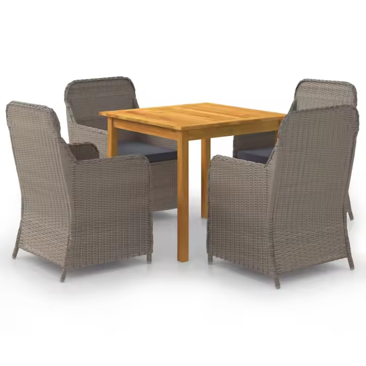 vidaXL Juego de comedor para jardín 5 piezas marrón - 1