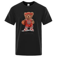 Camiseta De Algodón Para Hombre Con Estampado De Peluche De Osito Y Baloncesto Juego Divertido Talla Grande Suelta Manga Corta Para Verano - details 1