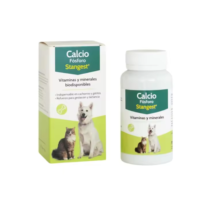 STANGEST - Calcio Fósforo - Alimento Complementario para Perros y Gatos con Calcio, Fósforo Orgánico y Vitaminas A, D y E - 1
