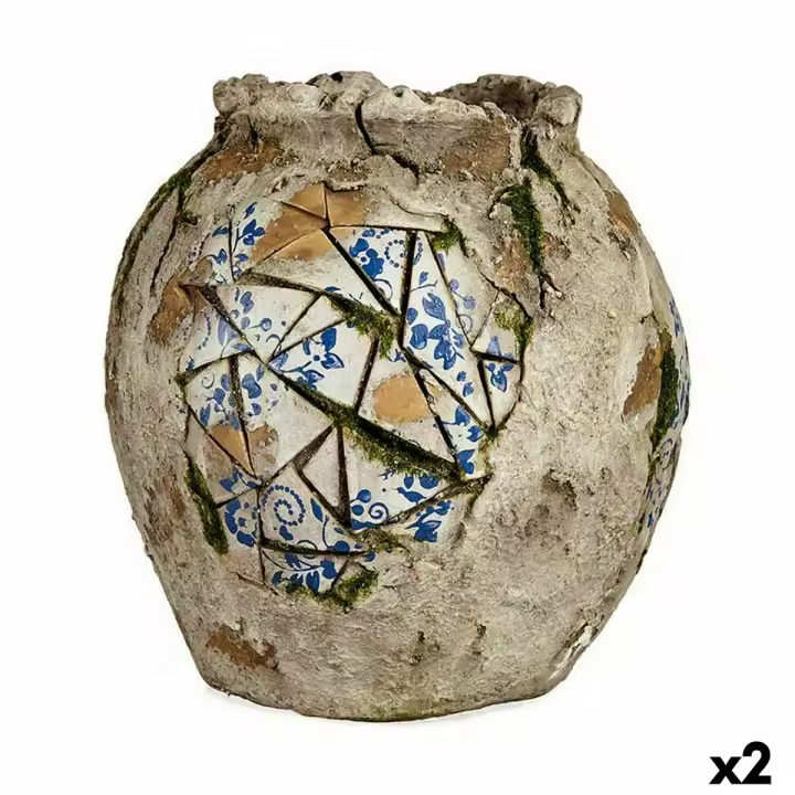 Ibergarden Figura Decorativa para Jardín Jarrón Poliresina 27 X 27 X 27 Cm (2 Unidades) - 1