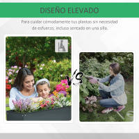 Outsunny Jardinera Elevada Cama de Jardín Elevada Rectangular Mesa de Cultivo para Plantas Verduras y Flores con 3 Orificios de Drenaje 100x30x80 cm Gris - details 3