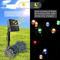 Guirnaldas de Luces LED Solar para Navidad de cable Verde - 8 funciones; Ideal para decorar árboles tanto en interiores como exteriores - Kmt Style - details 6