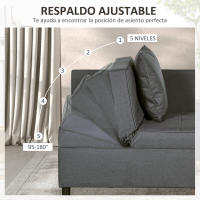 HOMCOM Sofá Cama 3 en 1 Sofá Cama de 1 Plaza con Respaldo Ajustable Sillón Cama Individual con Almohadas para Dormitorio Sala de Estar Apartamento Azul - details 5