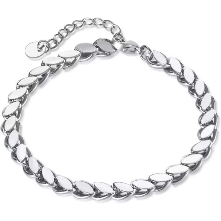 Pulsera de mujer de Maple inoxidable pulseras Enlace pulsera de Cadena pulseras Mujeres Plata - 1
