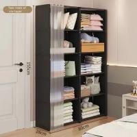 Organizador De Armario Antipolvo 6/5 Capas Alto Capacidad Para Dormitorio Armario Abierto De Almacenamiento Sencillo Montaje Partición Estante De Libros - details 11