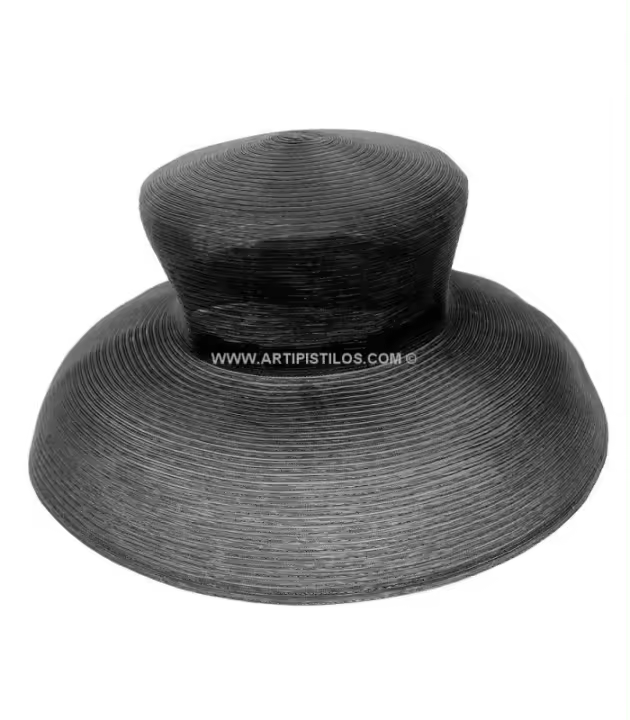 Sombrero de Copa Alta de Crin de Alta Calidad con Ala Ancha de 14 Cms - 1