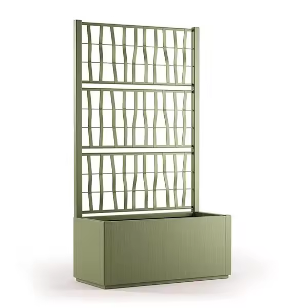 Jardinera rectangular Ethica 80cm C/espaldas verde oliva STEFANPLAST - 1
