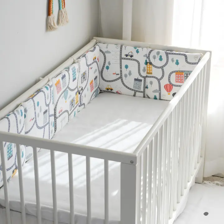 LALA - Ropa de Cama de Cuna de Algodón para bebés recien nacidos, Cerca anticolisión para Bebés, Automóvil 30*30*6 Pieza Entra lavable, - 1