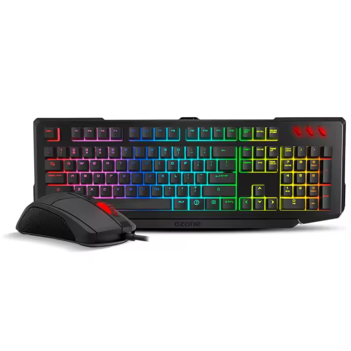OZONE DOUBLE TAP- Combo Gaming Teclado + Raton, Teclado Gaming Semi, Mecánico Retroiluminado RGB, Ratón Gaming con Sensor Optico AVAGO, 4000 DPI, LED 6 colores, USB - 1