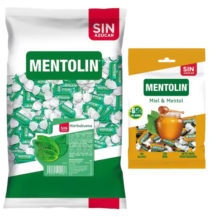 Mentolín caramelos garganta hierbabuena s/a bolsa 1kg y de regalo  miel mentol s/a bolsa 100g - 1