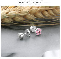 LUXUSTEEL Pendientes De Estilo De Flor Rosa Para Mujeres Niñas Y Niños Joyería De Lujo De Acero Inoxidable Con Cristal Redondo - details 5