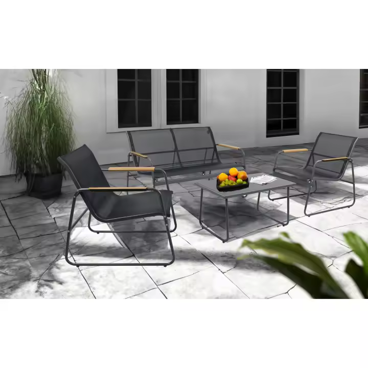 Juego de 4 piezas conjunto de muebles de jardín grupo de asientos muebles de balcón silla mesa sofá balcón Textilene Lexila Juego de 4 piezas conjunto de muebles de jardín grupo de asientos muebles de balcón silla mesa sofá balcón Textilene Lexila - 1