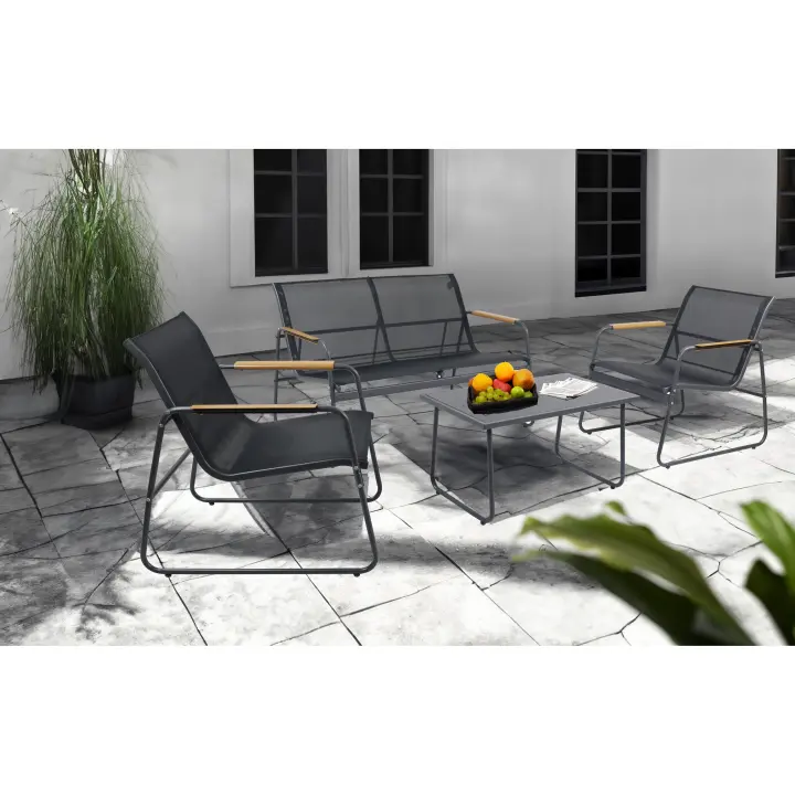 Juego de 4 piezas conjunto de muebles de jardín grupo de asientos muebles de balcón silla mesa sofá balcón Textilene Lexila Juego de 4 piezas conjunto de muebles de jardín grupo de asientos muebles de balcón silla mesa sofá balcón Textilene Lexila - 1