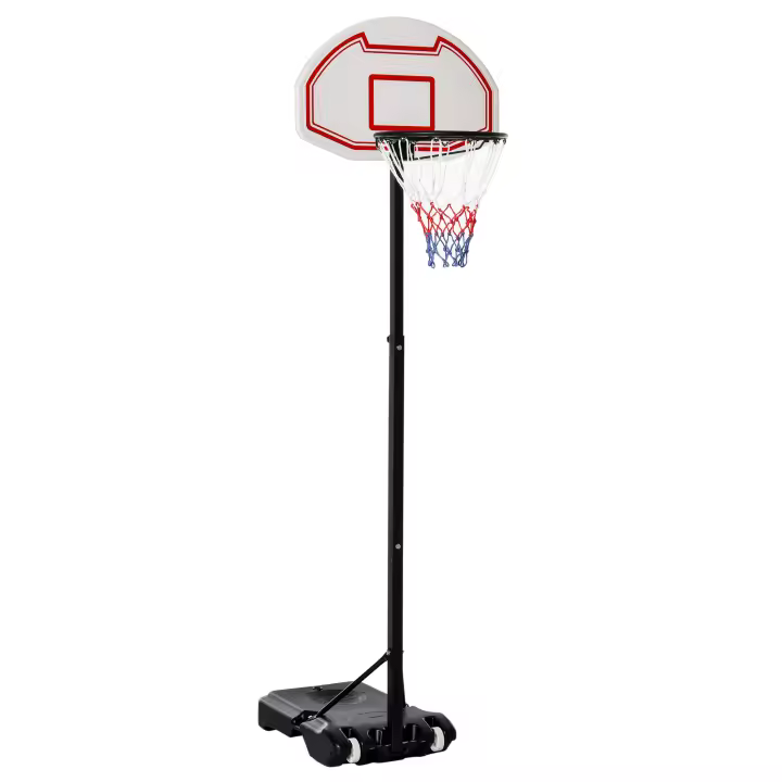 HOMCOM Canasta de Baloncesto de Pie Ajustable de 194-249 cm con Base Rellenable de Agua 30 kg o Arena 35 kg y Ruedas de Transporte para Niños y Adultos Multicolor - 1