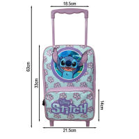 Stitch Mochila Pequeña con Ruedas Stitch Disney, Guardería, Pre Escolar Mochila Trolley Infantil 21x33x14cm, Material Escolar para Niñas de 3 a 5 años con Compartimiento y Bolsillo Frontal, Color Lila y Verde - details 2
