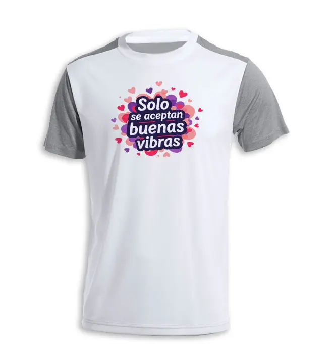 MERCHANDMANIA CAMISETA bicolor frase positiva buenas vibras amistad sentimientos tshirt - 1