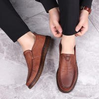 Zapatos Casuales Para Hombre De Cuero De Alta Calidad Mano Lazos Cómodos Transpirables Para Caminar Loafers Slip-on Para Conducir - details 20