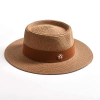 Sombrero De Paja Para Mujer Moda Verano Protección Solar Ribete Plano Cordón Estilo Casual Para Playa Y Viajes - details 7