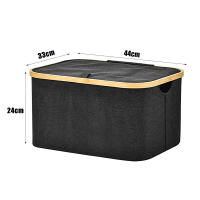 AYA MARKT Caja Almacenaje Plegable con Tapa, Caja Almacenaje de Tela,Cesta Organizadora Plegable,Almacenamiento Decorativo, Marco de Bambú, Cesta con Asas,Rectangular,Color Negro - details 2