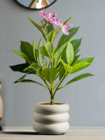 Plantas Artificiales De Azalea 21-40cm Falsas Hojas De Palma Tropicales Ficus Faux Con Flores Para Decoración De Hogar - details 10
