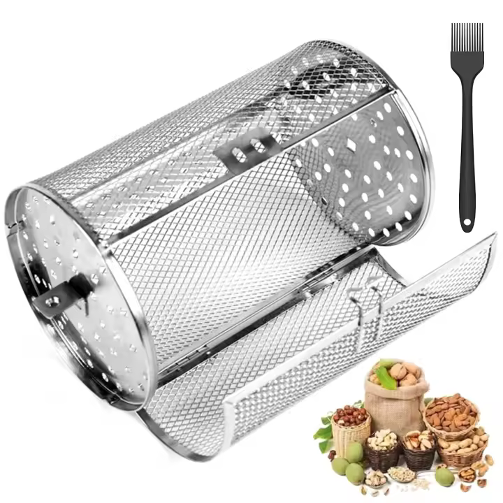 Cesta De Rotisserie 360° Con Puerta Móvil Lavable Herramienta De Barbacoa Metálica Resistente Al Calor Para Hornear Y Grill - 1