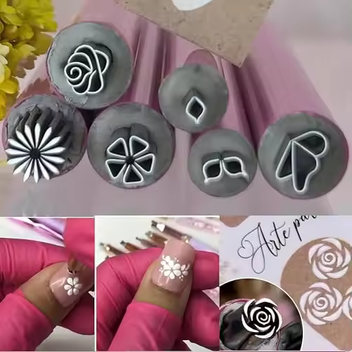 Juego de 6 sellos para decoración de uñas, herramientas para hacer bricolaje con sellos para uñas, herramientas para hacer punteado con grafiti para uñas, sellos para uñas, herramientas para hacer bricolaje con sellos para uñas para niñas y mujeres - 1