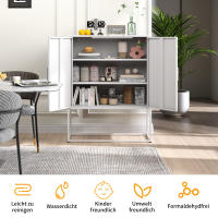Aparador Metálico, Gabinete de Almacenamiento - 2 Estantes, Gabinete Independiente de Acero, Puerta Magnética, Protección Antiinclinación, Sala de estar, Cocina, Oficina, Blanco, alto 109 cm × Ancho 85 cm × Profundidad 40 cm - details 4