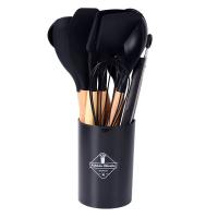 Set De Utensilios De Cocina Ecológicos De Silicona 12PCS Incluye Espátulas Cuchara Batidor Con Mango De Madera No-Artritis Para Cocina - details 12