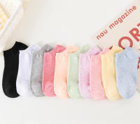 10 Pares/5 Pares De Calcetines Cortos Para Mujer En Algodón Colores Sólidos Transpirables Deportivos Veraniegos Delgados Calcetines De Barco - details 1