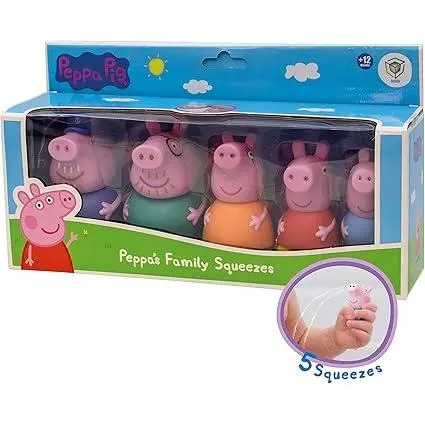 Set 5 Figuras baño Peppa Pig - Juguetes de Agua y baño - Incluye Mama, Papa, Abuelo, George y Peppa - DeQube - 1