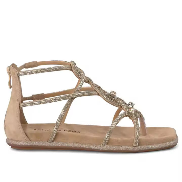 Alma en Pena Sandalias planas del gladiador del Flip Flop de las mujeres con las correas del Rhinestone V2551604 - 1