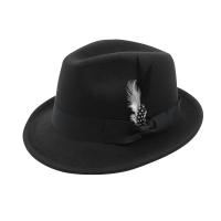 Sombrero Fedora Clásico Para Hombres Color Sólido Con Decoración De Pluma Estilo Elegante Para Caballeros Adecuado Para Fiestas Y Salones De Baile - details 3