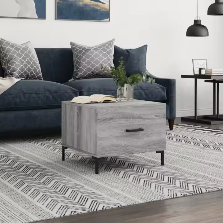 vidaXL Mesa de centro madera contrachapada gris Sonoma 50x50x40 cm - 1