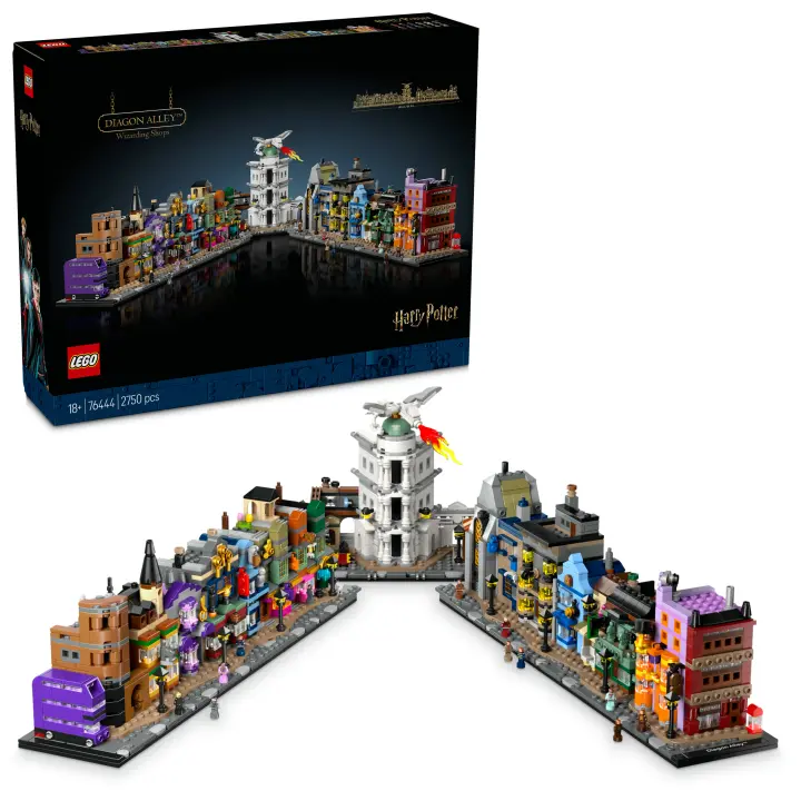 LEGO Harry Potter Tiendas Mágicas del Callejón Diagon Maqueta para Adultos y 12 Micro Figuras de Colección, Autobús Noctámbulo, Regalo para Mujeres y Hombres, Decoración Dormitorio, Set de Magia 76444 - 1
