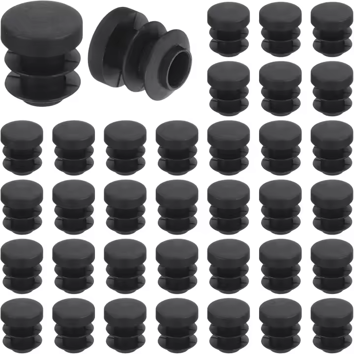 36 tapas redondas de plástico de 12 mm para patas de muebles, color negro, protectores deslizantes para sillas, sofás, mesas y estantes. - 1