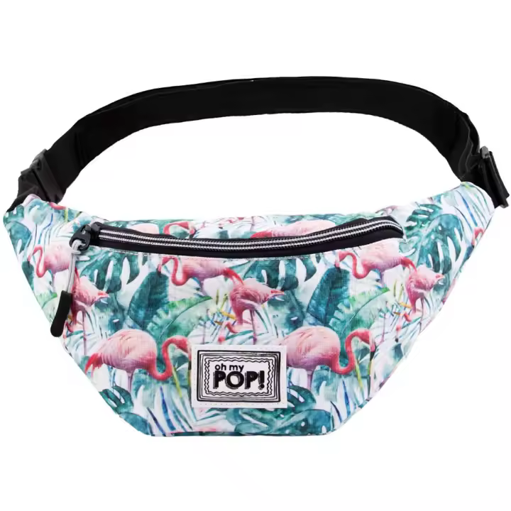 Riñonera Oh My Pop Rosa con Estampados Originales y Bolsillo Exterior - 1
