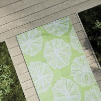 Alfombra de Exterior PP 80x150 cm Jardín Patio Terraza Balcón Color Negro,  green leaf pattern,  Hoja y mas - details 5