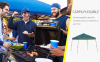 Cenador Plegable 3x3m Carpa de Jardín con Bolsa de Transporte con Ruedas Impermeable y Marco de Acero Gazebo para Exterior Fiestas Camping Verde - details 0