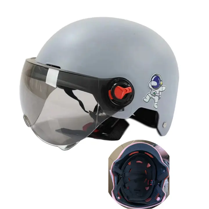 Casco De Motocicleta Para Hombres Y Mujeres Seguridad Anti-UV Con Gafas Adecuado Para Bicicletas Y Scooters Electrónicos Estilo Medio Peso Ligero Material ABS+PC - 1