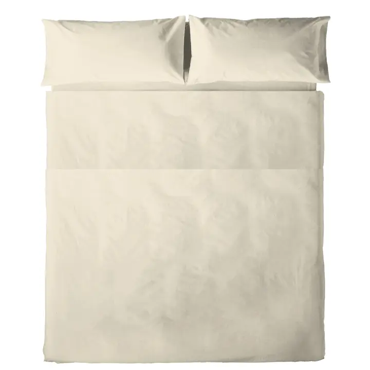 KUKUXUMUSU - Sábana encimera lisa beige 100% algodón 144 hilos, ropa de cama. Disponible en más colores y para cama de 135 cm (210x270cm), 150 cm (240x270 cm) y 180cm ( 270x270cm). Fabricado en España - 1