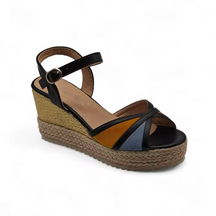Calzados soraia, Sandalia de antelina y plataforma de yute, espardeñas de cuña, para mujer. - 1