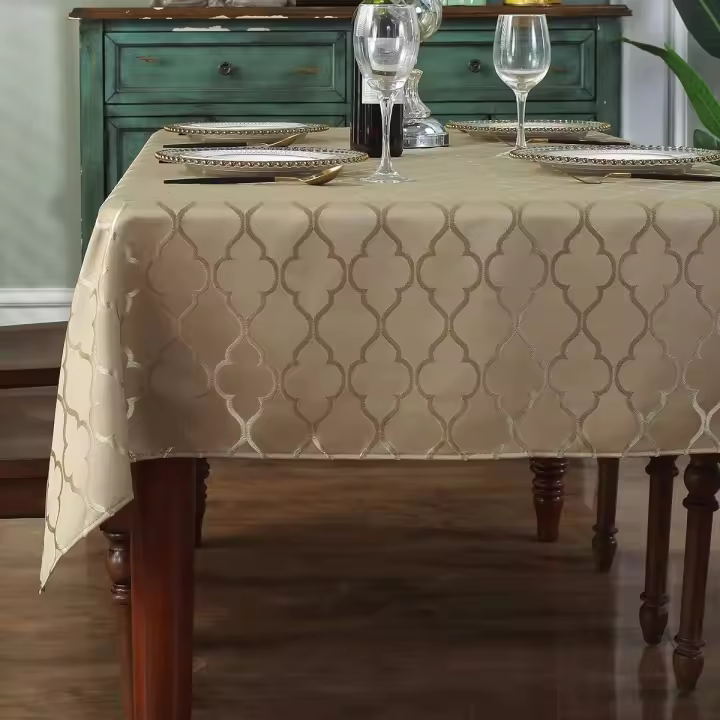 Mantel rectangular a prueba de derrames para cocina, comedor, patio, fiesta al aire libre (150 x 213 cm, dorado) - 1