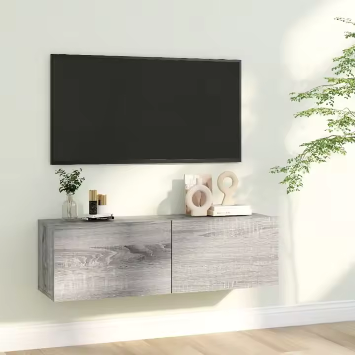 vidaXL Mueble para TV madera contrachapada gris Sonoma 100x30x30 cm - 1