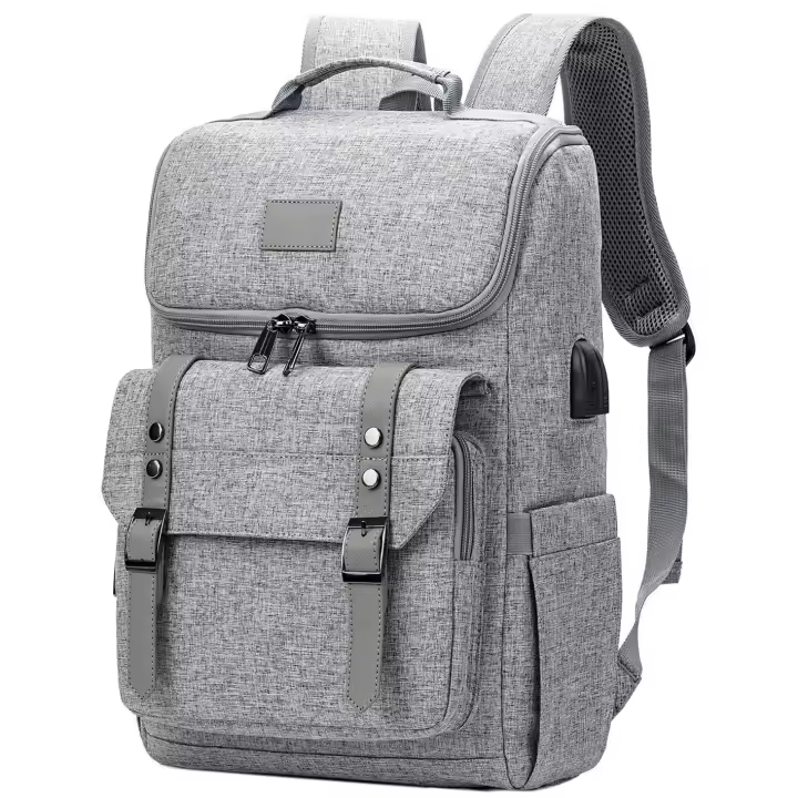 Mochipa vintage mochara portáril de viaje mochara with Puerto de carga USB para Mujeres y helbres mochila Universitario para portáthil de 15 pulgadas Negro - 1