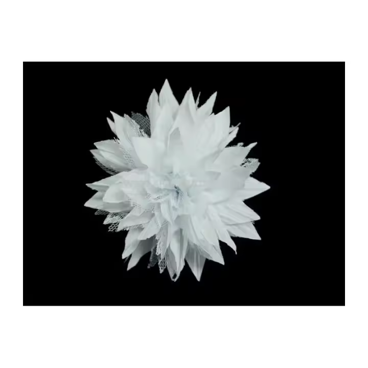 Flores de Tela Tul 14 Cm Blanco/Gris - Decoración Floral - 1